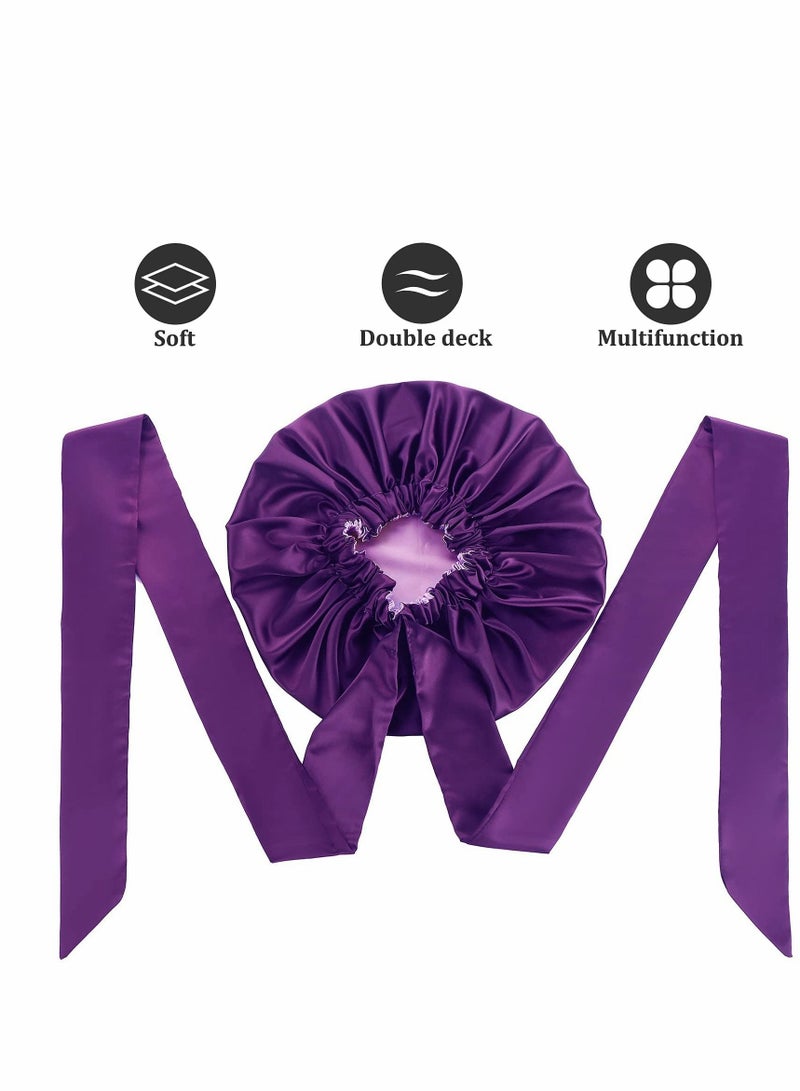 SYOSI Satin Bonnet for Black Women, Jumbo Silk Bonnet for Curly Hair, Silk Hair Wrap for Sleeping, Satin Bonnet with Stretchy Tie Band, Silk Bonnet for Curly Hair Wraps for Sleeping - Image 4
