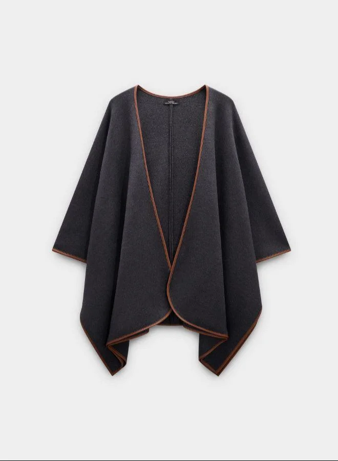 PARFOIS Grey Knitted poncho with stitching detail for Women | Best Price UAE