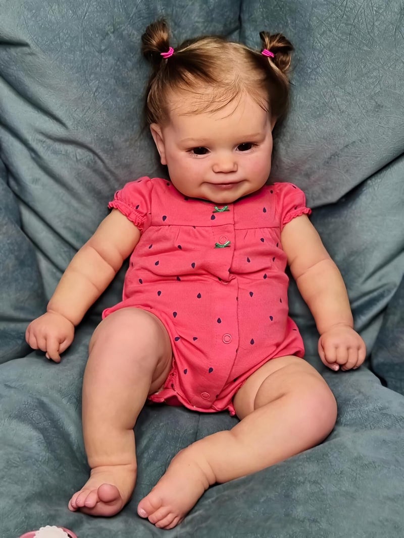 TERABITHIA Lifelike Reborn Baby Dolls 24Inches Soft Vinyl Handmade Realistic Baby Dolls Adorable Smiling Lifelike Newborn Toddler Dolls for Girls Safe for Kids Age 3 - Image 2