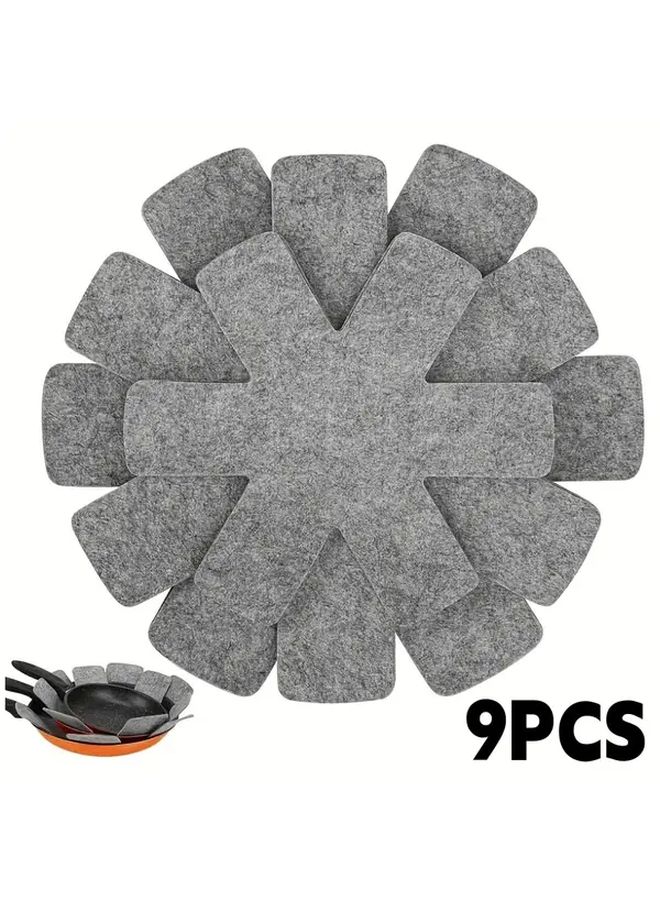 9 قطعة من واقيات الأواني والمقالي القابلة للتكديس، منظّم متين يوفر مساحة في تخزين المطبخ - Image 1