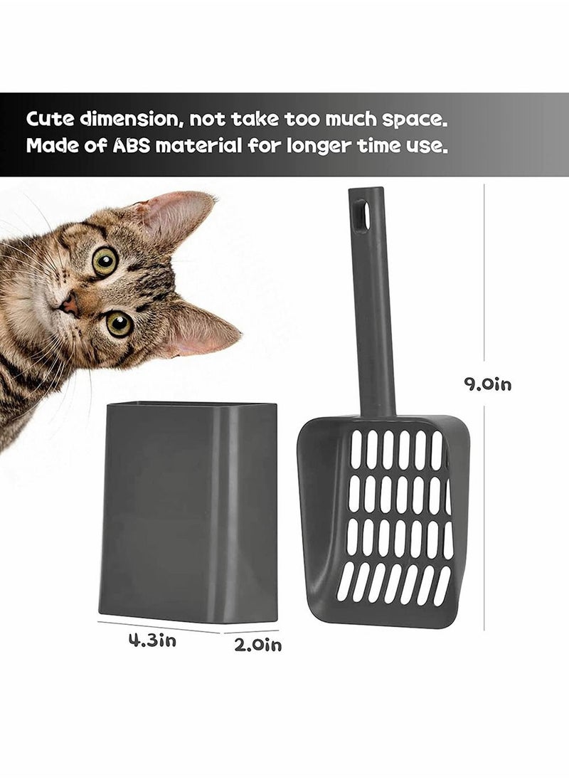 Excefore - Cat Litter Scooper with Caddy Holder, Cat Scooper for Litter Box with Stand, A Nice Addition to cat Litter Tray and Box, Store cat Pooper Scooper When not in use, Modern, Durable and Cute - Image 1