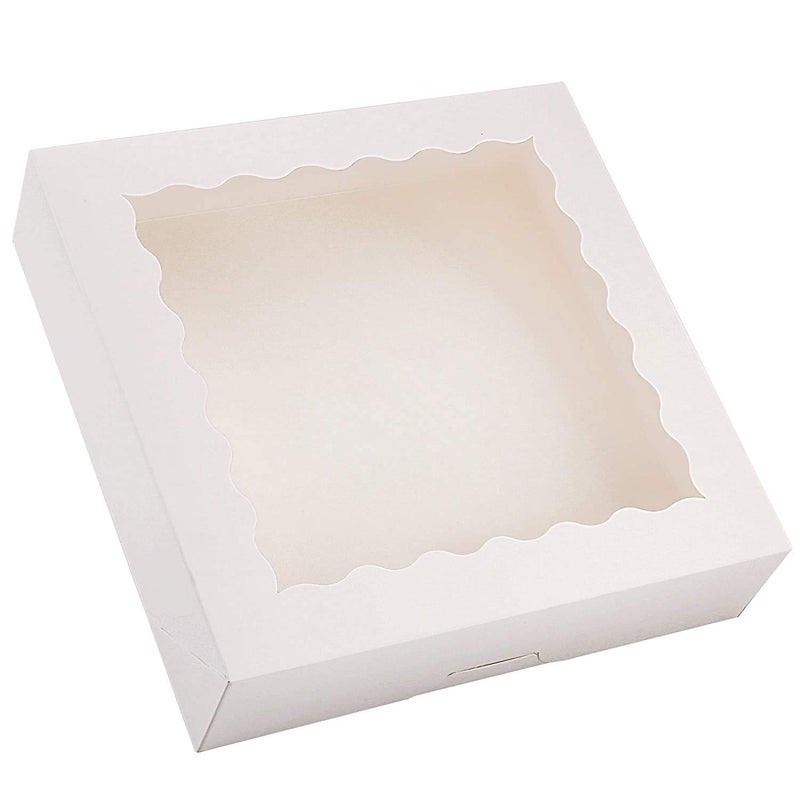 BAKEFY 6x6x25 50 White 4 Brownie Holder Cupcake Boxes with Clear Display Window Natural Disposable Box Dessert Cookies Pastry Donut Candy Party Favors Wedding Cake - Image 2