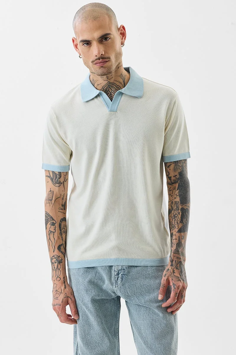 SNITCH Off-White Solid Half Sleeve Slim Fit T-Shirt