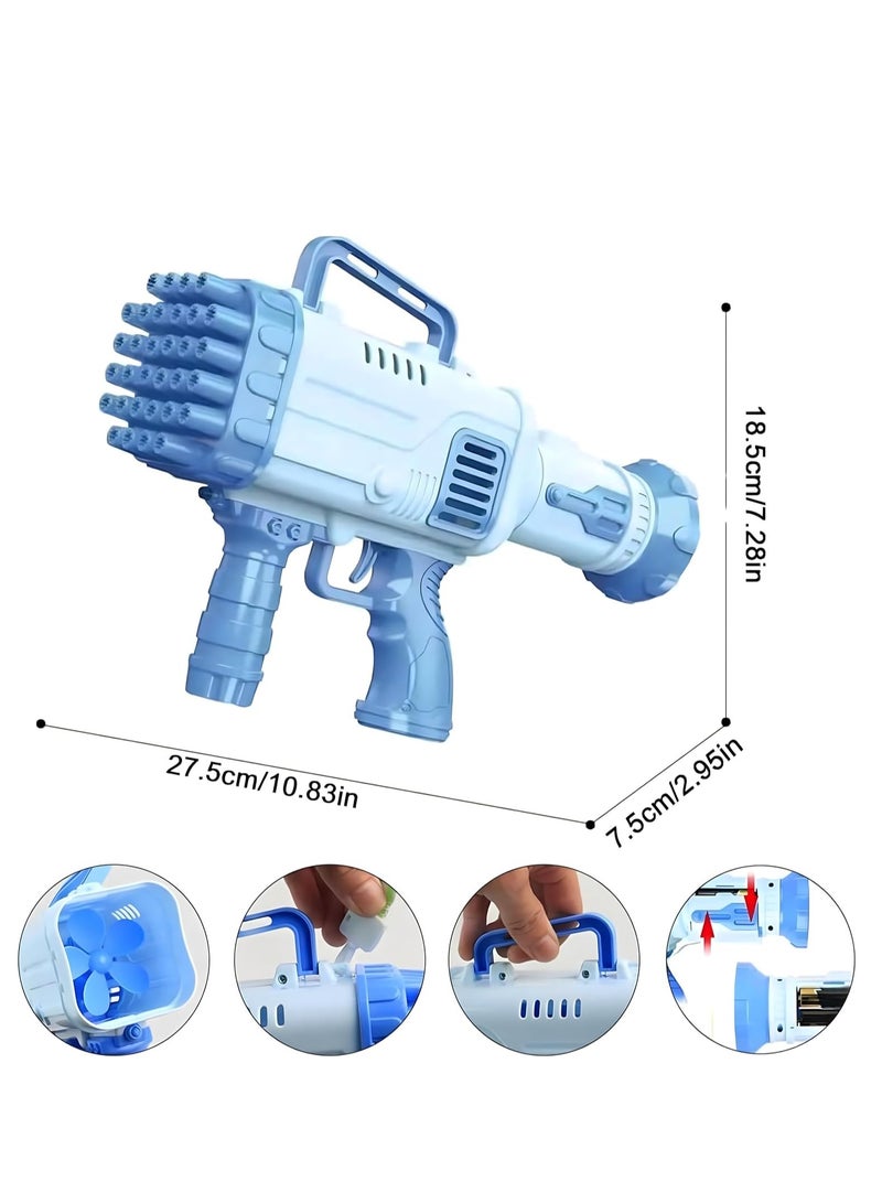 Ebeya Bubble Gun - 32 Hole Bazooka Bubble Gun - Brown Brown Bubbles for Kids Indoors, Outdoors, Parties, Halloween, Halloween, New Year, Christmas Gifts - Blue - Image 1