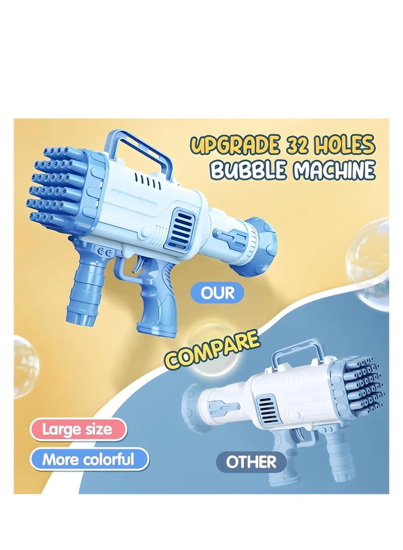 Ebeya Bubble Gun - 32 Hole Bazooka Bubble Gun - Brown Brown Bubbles for Kids Indoors, Outdoors, Parties, Halloween, Halloween, New Year, Christmas Gifts - Blue - Image 4