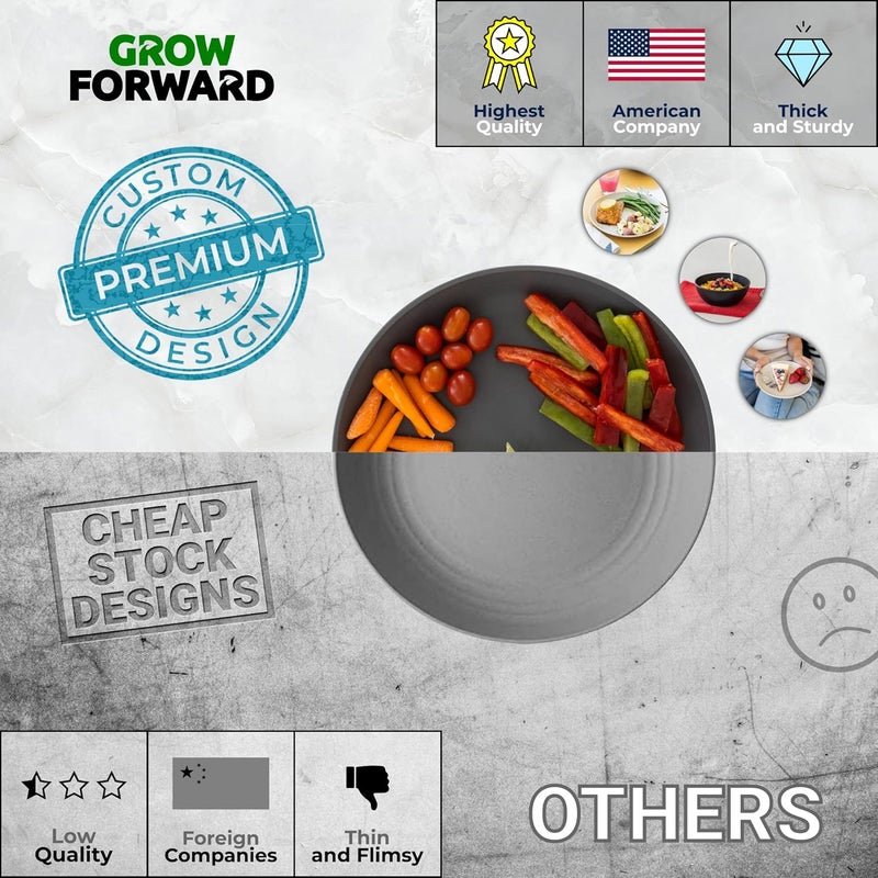 Grow Forward Grow Forward 24piece Premium Wheat Straw Dinnerware Sets for 8  Unbreakable Dishwasher  Microwave Safe Plastic Plates and Bowls Sets  Patio Outdoors RV Camping Dishes  Moonlight  - Image 4