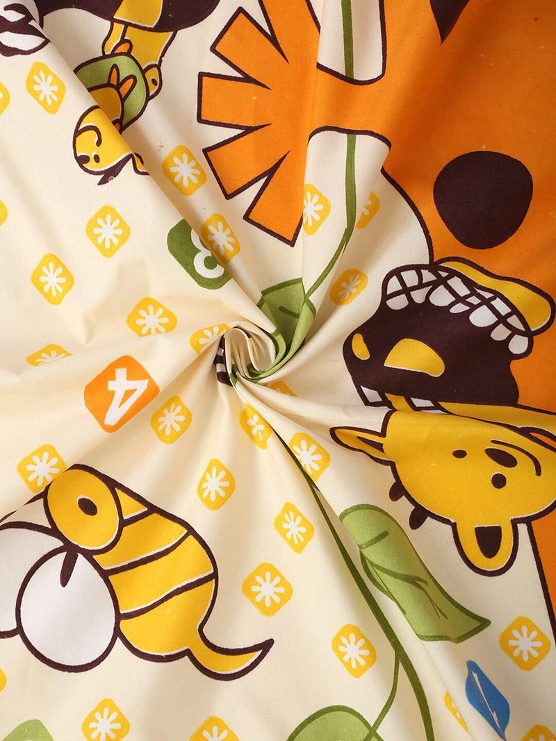 Blenzza Deco™ Glace Cotton Nursery Print Single Bed Reversible Kids Comforter Set(1 Single Bed Comforter,1 Single Bedsheet & 1 Pillow Cover, 180 TC) (Giraffe) - Image 5