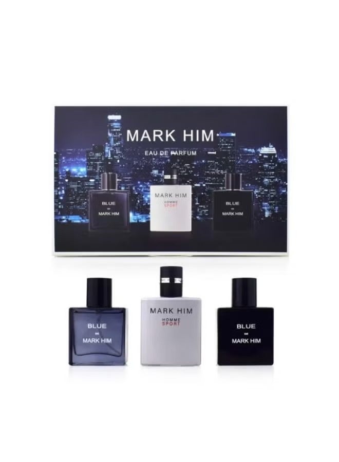 MARK HIM Blue & Homme Sport Fragrance Gift Set for Men – 3 x 30ml Eau de Parfum | Long Lasting Blue Sport Woody Cologne Perfume Collection | Luxury Men's Perfume Gift Set for Daily Wear - Image 3