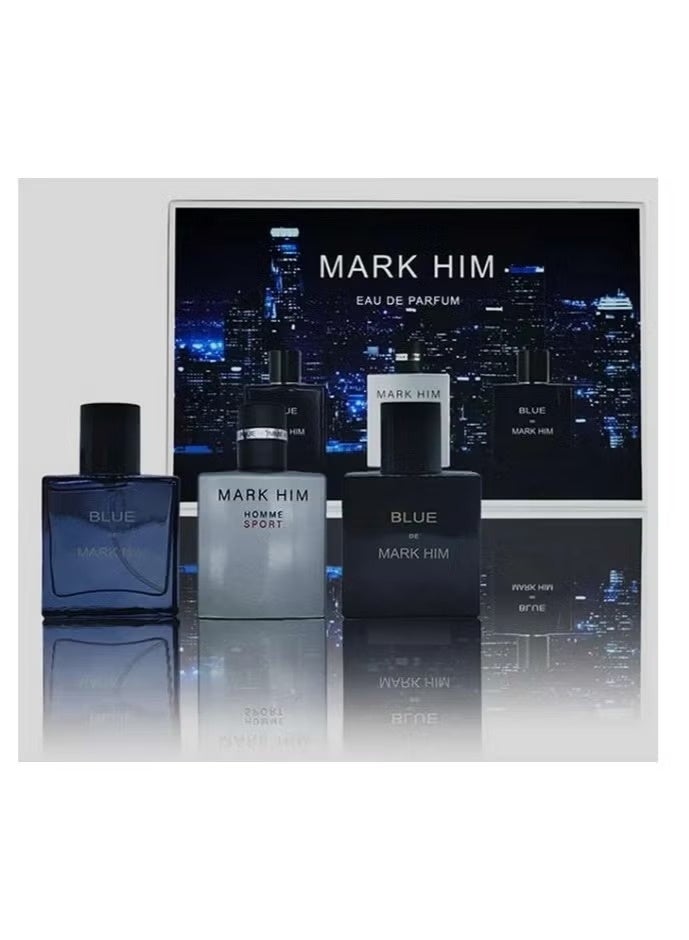 MARK HIM Blue & Homme Sport Fragrance Gift Set for Men – 3 x 30ml Eau de Parfum | Long Lasting Blue Sport Woody Cologne Perfume Collection | Luxury Men's Perfume Gift Set for Daily Wear - Image 1