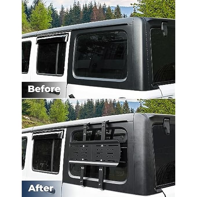 rayihni مجموعة لوحة تخزين خلفية متوافقة مع رانجلر JL 2018-2026 (للأسطح الصلبة فقط)، حامل شحن رانجلر لألواح الاسترداد وعلبة الغاز وتركيب مجرفة 2 قطعة - Image 3