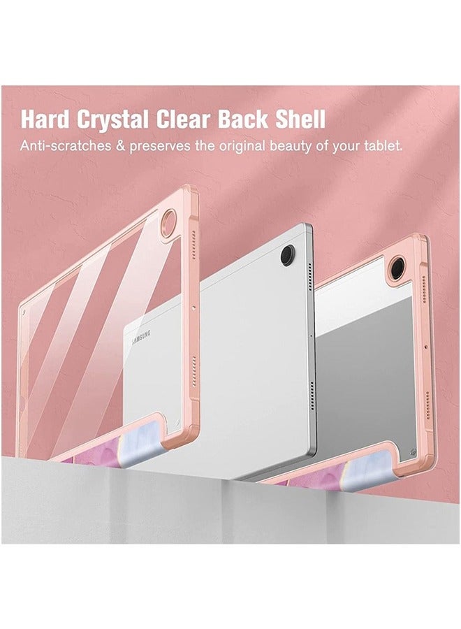 Captaintech Galaxy Tab A8 Case (10.5” 2022) – Hybrid Slim Shockproof Cover with Clear Back & Auto Wake/Sleep (Glitter Marble) - Image 2