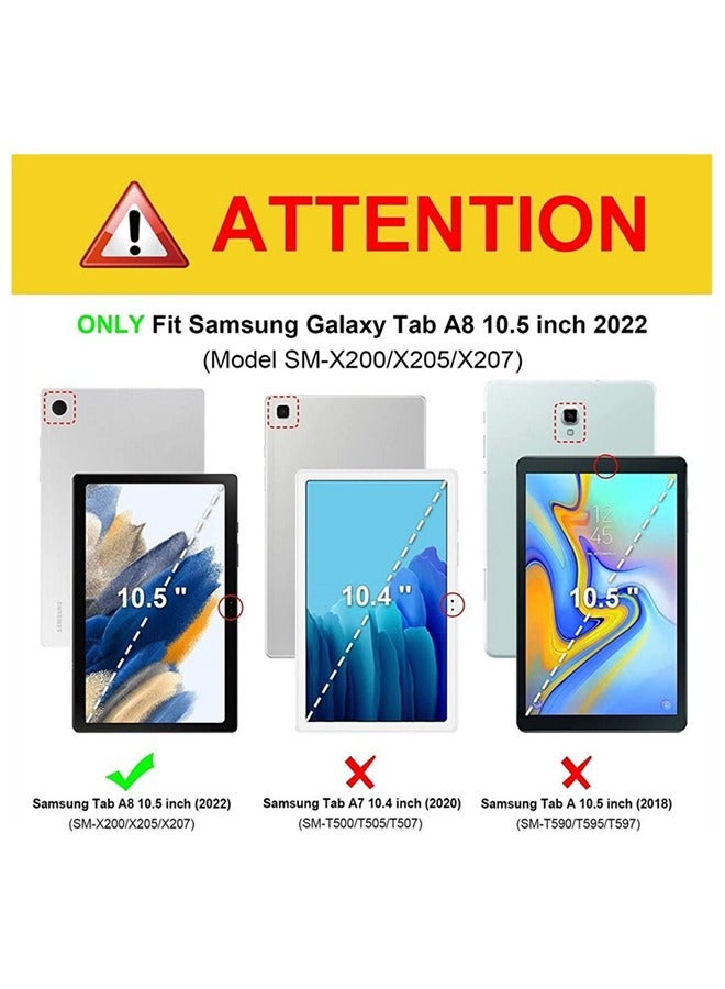Captaintech Galaxy Tab A8 Case (10.5” 2022) – Hybrid Slim Shockproof Cover with Clear Back & Auto Wake/Sleep (Glitter Marble) - Image 4