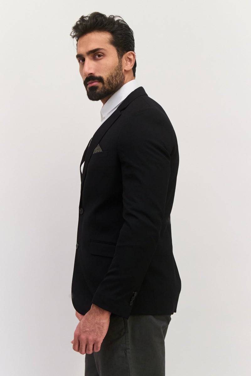 Jules Men Slim Fit Long Sleeves Plain Blazer, Black - Image 2