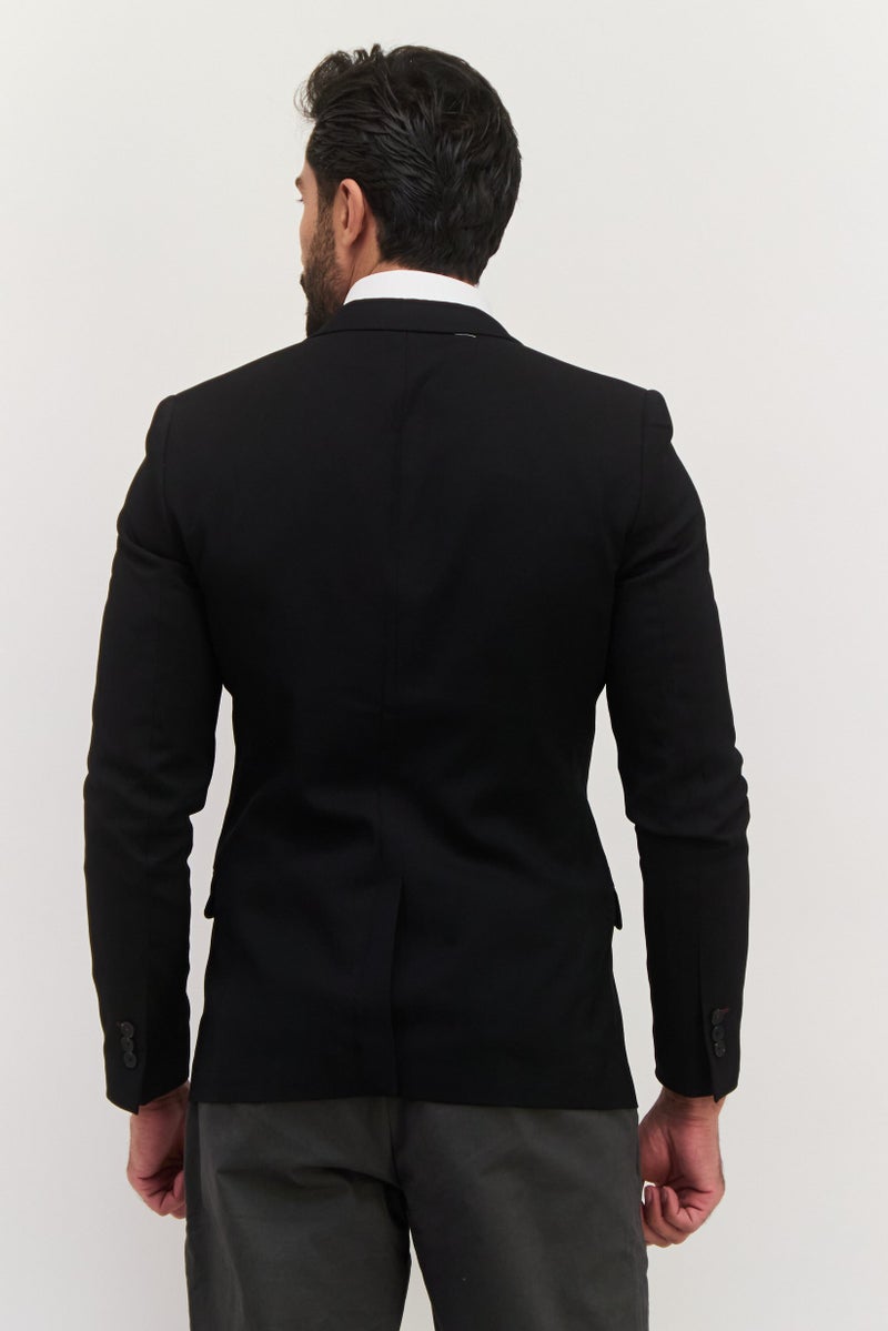 Jules Men Slim Fit Long Sleeves Plain Blazer, Black - Image 4