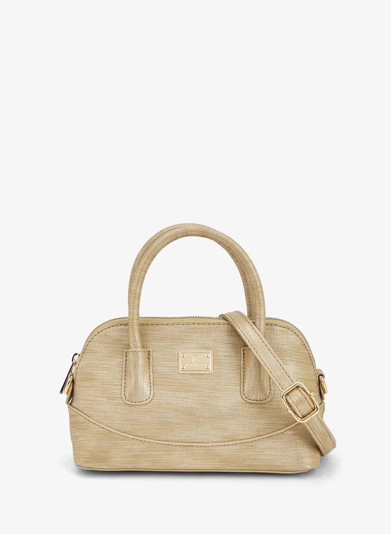 Flora Bella By Shoexpress Textured Satchel Bag With Detachable Strap