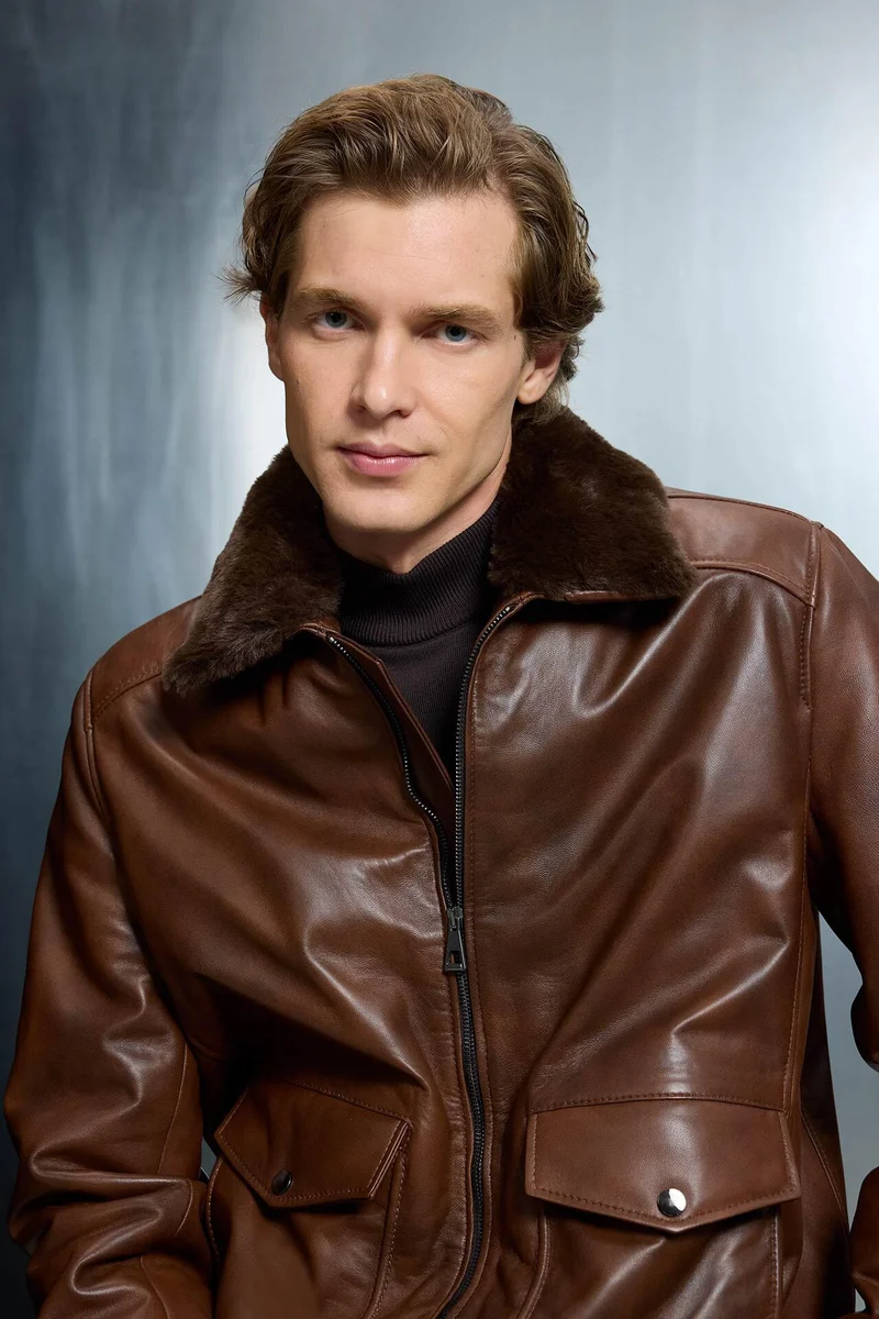 Defacto  Premium Modern Fit Lined Leather Faux Leather Jacket for Men | Best Price UAE