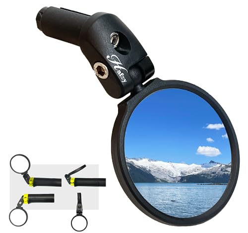 Hafny Bar End Bike Mirror - Stainless Steel Lens, Safe Adjustable Rearview, Cycle, E-bike - HF-MR087 (Black 68 Diameter) - Image 1