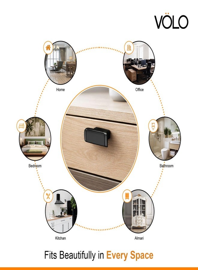 VOLO 2 Piece Rectangular Drawer Knob with 4 Screws | Cabinet Cupboard Wardrobe Drawer Knob | Kitchen Furniture Cabinet Door Knob | Drawer Closet Cupboard Knob | Black Finish - Image 4
