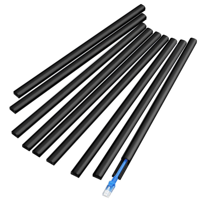 Delamu Wire Covers for Cords on Wall, 128in Cord Hider Cord Covers for Wires on Wall, Mini Cable Wire Hider, Self-Adhesive Easier Installation Cable Cover Organizer, W0.48 H0.3in, Black - Image 1
