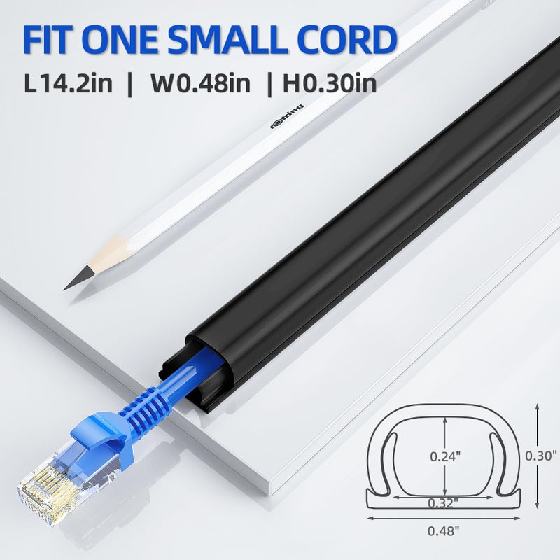 Delamu Wire Covers for Cords on Wall, 128in Cord Hider Cord Covers for Wires on Wall, Mini Cable Wire Hider, Self-Adhesive Easier Installation Cable Cover Organizer, W0.48 H0.3in, Black - Image 2