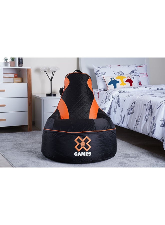 كيس فول مملوء من Pan Home Gamer | اللون برتقالي وأسود | مادة البوليستر، حبوب البوليسترين | مسامي ومريح، سهل المناورة، تصميم صديق للأطفال| 77x77x85 سم