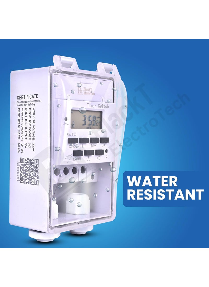 BlackT ElectroTech Blackt Electrotech BT41DW 30Amps 230V Water Proof Digital Timer Switch Relay DIN Rail Programmable Automatic OnOff outdoo Indoor use SinglePhase Waterproof  - Image 4
