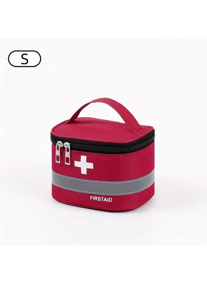 Red First Aid Medical Kit Bag Size S Durable Fabric Large Capacity Portable with Handles - Image 1