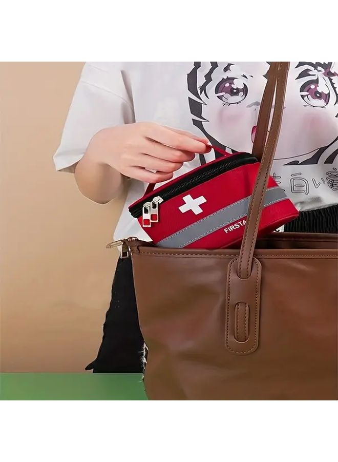 Red First Aid Medical Kit Bag Size S Durable Fabric Large Capacity Portable with Handles - Image 4