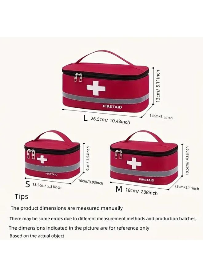 Red First Aid Medical Kit Bag Size S Durable Fabric Large Capacity Portable with Handles - Image 2