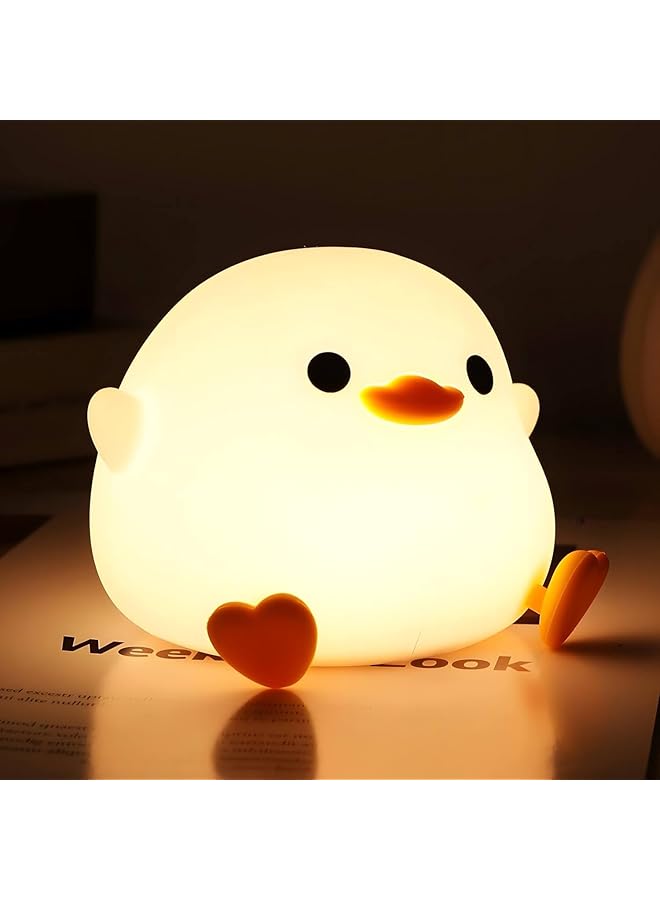 Dodo Duck Night Light, Cute Duck Lamp, Rechargeable Dimmable Nightlight, Silicone LED Bedside Lamp Nursery Nightlight with 20 Minutes Timer and Touch-Sensitive for Bedrooms, Living Room