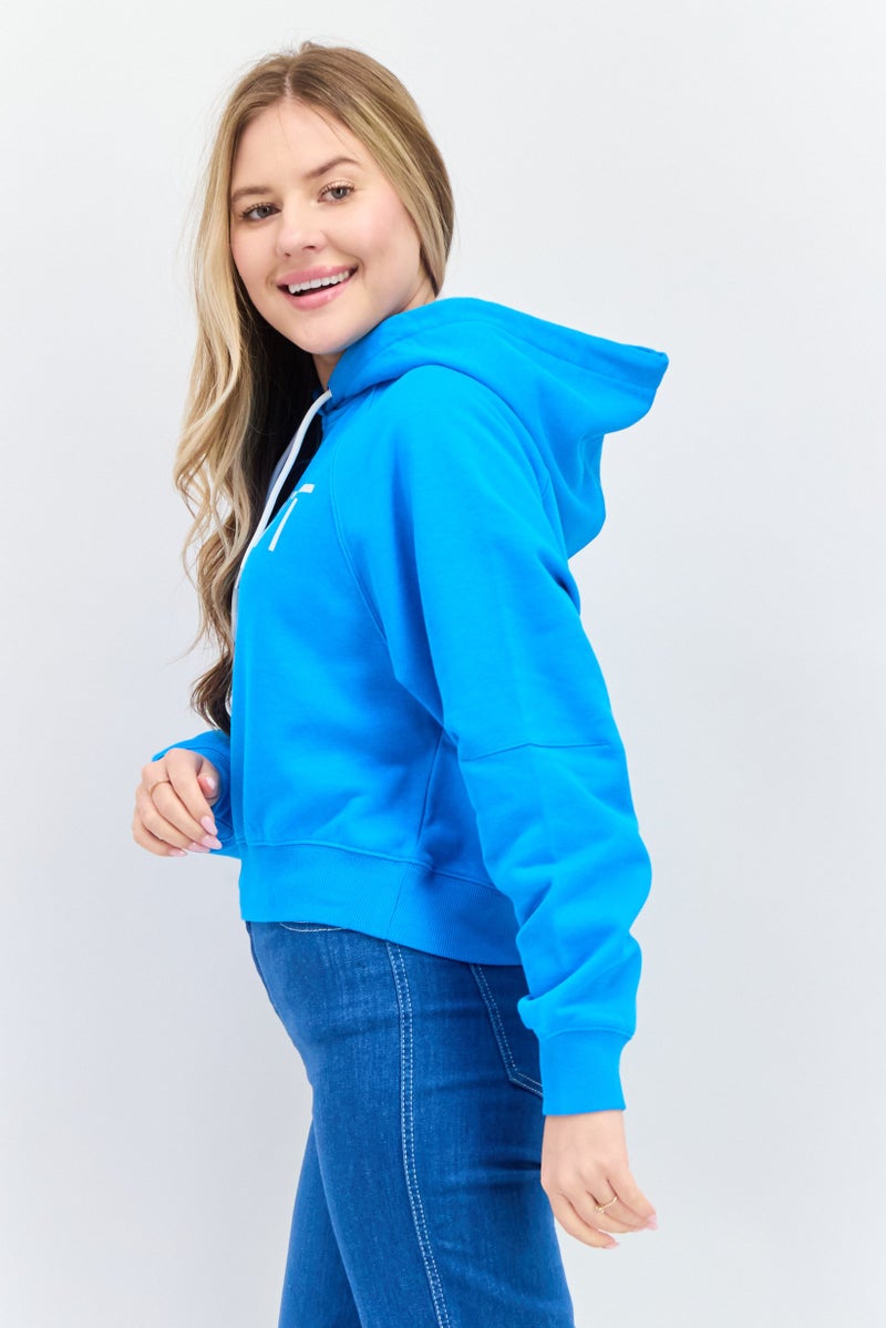 ESPRIT Women Graphic Print Long Sleeves Hoodies, Blue - Image 2