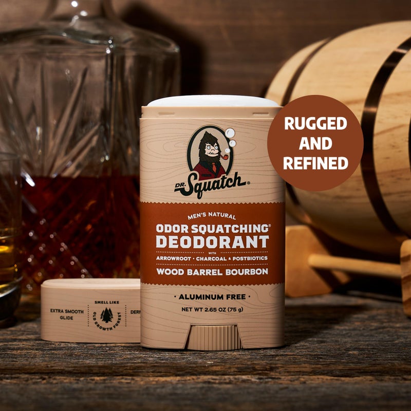 Dr. Squatch Natural Menâ€™s Deodorant â€“ Aluminum Free Natural Deodorant Men with Charcoal & Postbiotics for 72-Hour Odor Protection â€“ Wood Barrel Bourbon, 2.65oz Stick - Image 2
