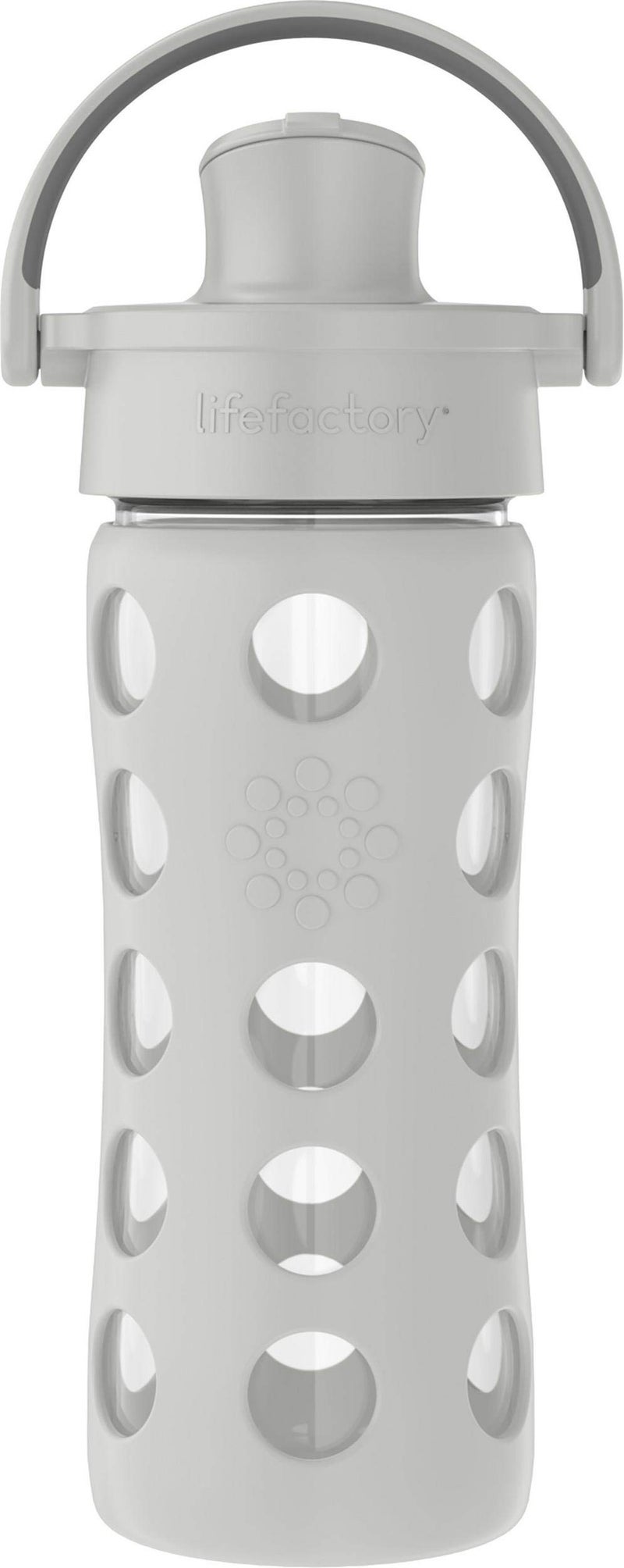 Lifefactory 12Ounce Glass Water Bottle with Active Flip Cap and Protective Silicone Sleeve Stone Gray