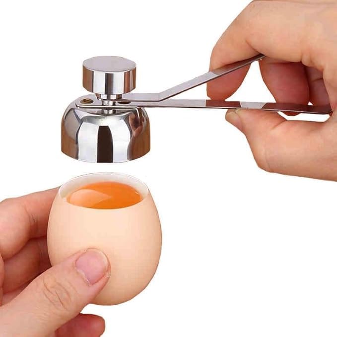 SGABANI Stainless Steel Egg Cracker Topper Cutter RawSoft Hard Boiled Egg Stopaer Shell Removal for Breakfast Kitchen Tool Pack 1 - Image 1