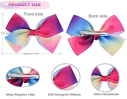 Eyegla 12Pcs Rainbow Heart Alligator Clips, Colorful Grosgrain Ribbon Hair Bows for Girls, Toddlers, Kids, and Teens - Image 4