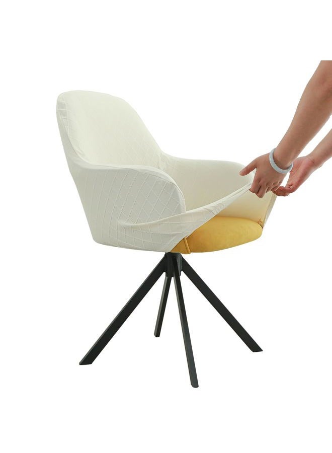 Iauddy Swivel Armchair Accent Dining Chair Cover for Office, Stretch Mid-Back Office Desk Chair Sliopcover Leisure Arm Chair Protector with arms for Living Room(1,Beige/Jacquard) - Image 1