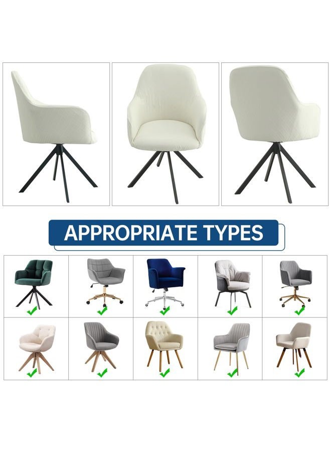 Iauddy Swivel Armchair Accent Dining Chair Cover for Office, Stretch Mid-Back Office Desk Chair Sliopcover Leisure Arm Chair Protector with arms for Living Room(1,Beige/Jacquard) - Image 4