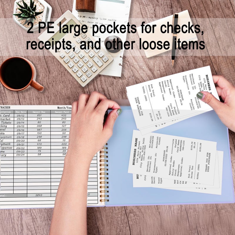 HAUTOCO Bill Tracker Notebook Monthly Bill Payment Tracker for Personal Budgeting Home Financial with 2 Storage Pocket, Payments Checklist Organizer Bill Planner 10.1 x 7.8'', Purple - Image 5