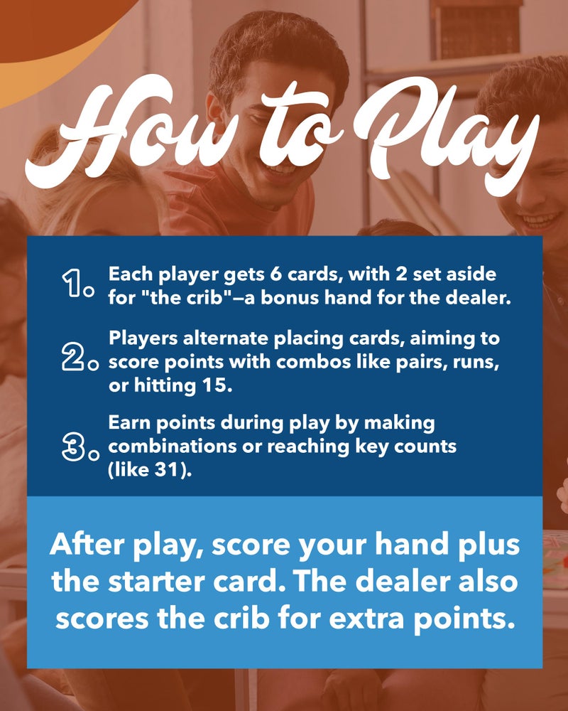 WE Games Wooden Cribbage Board Game Set, Continuous 3 Track for 2-3 Players, Travel Cribbage Board with Card Storage, Includes 9 Metal Pegs & Deck of Cards, Card Games, Classic Board Games for Adults - Image 3