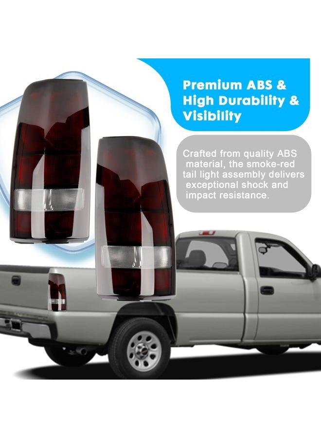 Jiacheng Dark Red Tail Lights Assembly Compatible with 1999-2006 GMC Sierra 1500 2500 3500, for 1999-2002 Chevy Silverado 1500 2500, Driver And Passenger Side Rear Brake Lamps (No bulbs) - Image 3
