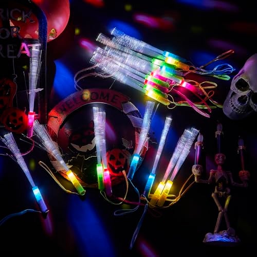 Kasyat 10 Pieces Fiber Optic Wand Light up Glow Stick LED Colorful Flashing Wands for Wedding, Halloween, Christmas Neon Party Favors Supplies(Classic Color) - Image 3