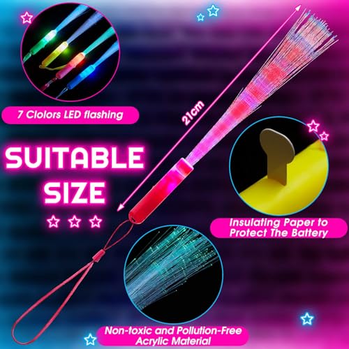 Kasyat 10 Pieces Fiber Optic Wand Light up Glow Stick LED Colorful Flashing Wands for Wedding, Halloween, Christmas Neon Party Favors Supplies(Classic Color) - Image 2