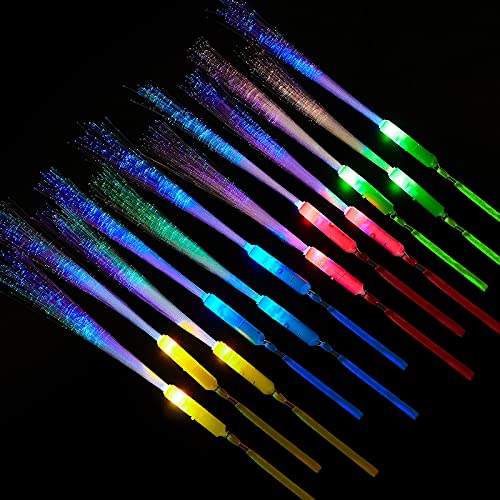 Kasyat 10 Pieces Fiber Optic Wand Light up Glow Stick LED Colorful Flashing Wands for Wedding, Halloween, Christmas Neon Party Favors Supplies(Classic Color) - Image 1