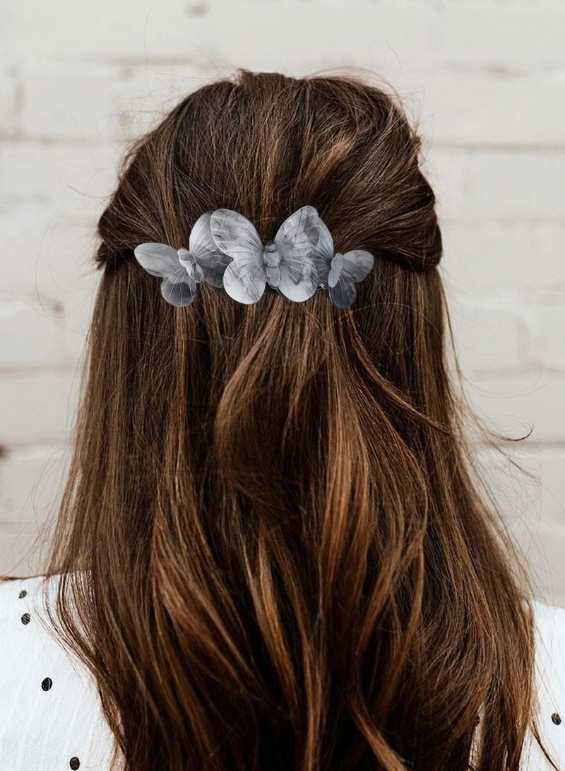 Excefore Butterfly barrettes, Tortoiseshell Hairpin Women's Butterfly, Medium Rectangular Automatic Hair - Image 3