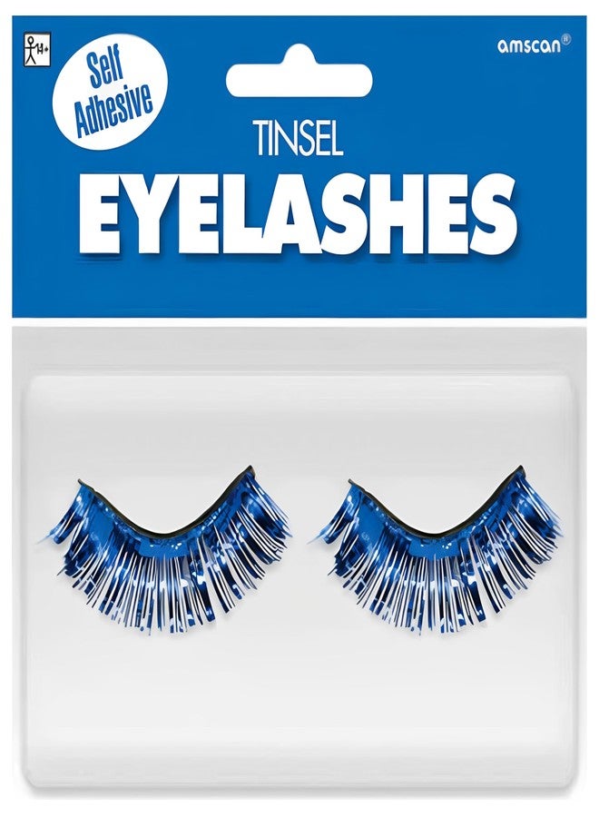 Amscan Blue Synthetic Tinsel Eyelashes - .5" x 1" (1 Pair) - Lightweight & Easy to Apply Self-Adhesive Lashes - Perfect Costume Accessory - Image 2