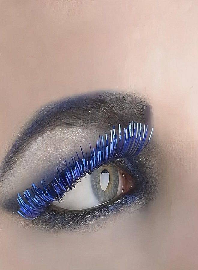 Amscan Blue Synthetic Tinsel Eyelashes - .5" x 1" (1 Pair) - Lightweight & Easy to Apply Self-Adhesive Lashes - Perfect Costume Accessory - Image 3