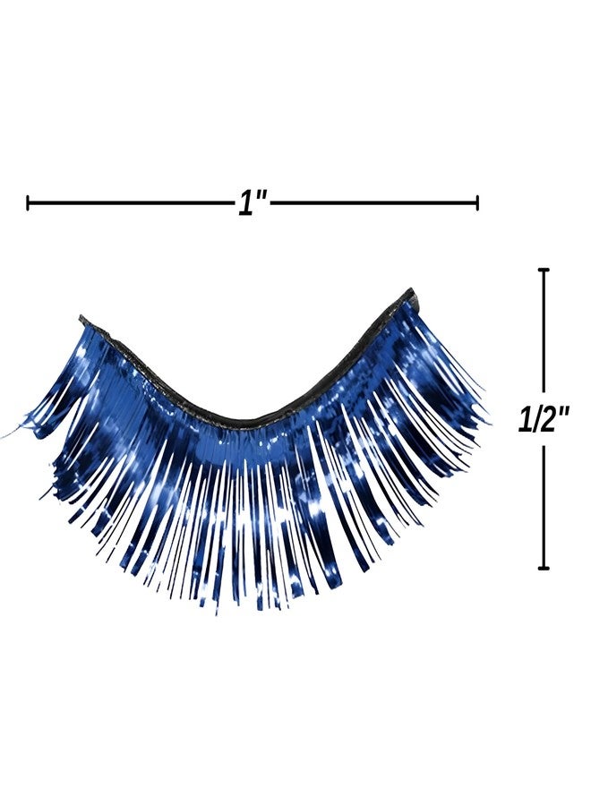 Amscan Blue Synthetic Tinsel Eyelashes - .5" x 1" (1 Pair) - Lightweight & Easy to Apply Self-Adhesive Lashes - Perfect Costume Accessory - Image 4