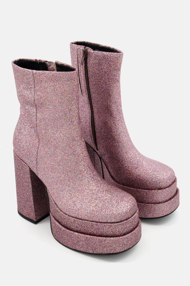 STEVE MADDEN Women Metallic Ankle Boots, Pink  - Image 1