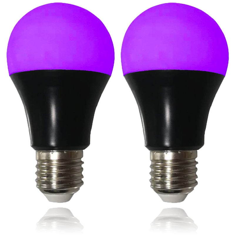 CICINY UV LED Black Light Bulbs 2 Pack, A19 E26 8W Blacklight Bulb for Glow in The Dark, UVA Level 385-400nm, Blacklight Light Bulbs for Parties Body Paint Fluorescent Poster Pet Stains - Image 1