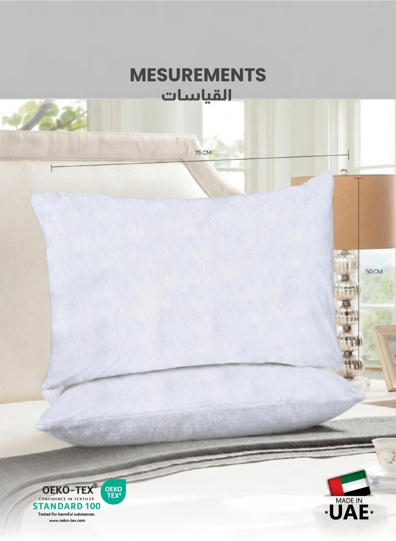 كوتون هوم Cotton Home® Coral Fleece 100٪ واقي وسادة مقاوم للماء بسحاب مقاس قياسي 50 × 75 سم، 20 × 60 بوصة، غطاء وسادة مقاوم لحشرات السرير، عبوة بيضاء مضادة للحساسية 1 - Image 3